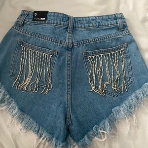 Rhinestone denim shorts
